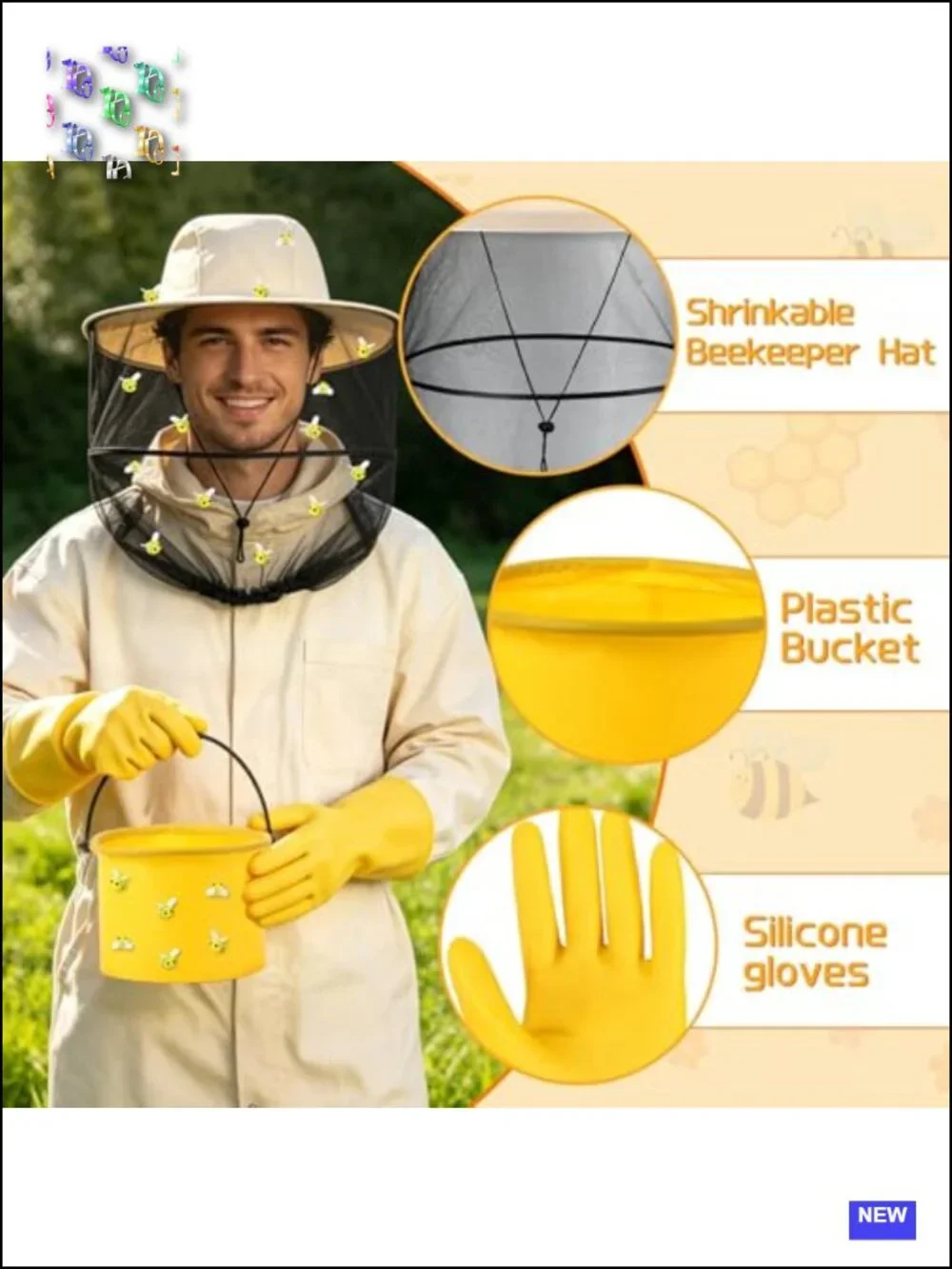 Adult Beekeeper Halloween Costume Set with Hat Gloves Accessories